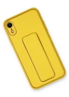 Newface iPhone XR Kılıf Coco Deri Standlı Kapak - Sarı