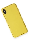 Newface iPhone XS Max Kılıf Coco Deri Silikon Kapak - Sarı