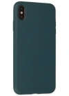 Newface iPhone XS Max Kılıf Nano içi Kadife Silikon - Koyu Yeşil