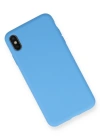 Newface iPhone XS Max Kılıf Nano içi Kadife Silikon - Mavi