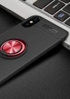 Newface iPhone XS Max Kılıf Range Yüzüklü Silikon - Siyah-Kırmızı