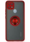 Newface Oppo A15 Kılıf Montreal Yüzüklü Silikon Kapak - Kırmızı