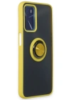 Newface Oppo A16 Kılıf Montreal Yüzüklü Silikon Kapak - Sarı