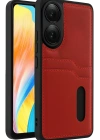 Newface Oppo A38 Sara Kartvizitli Deri Kılıf - Kırmızı