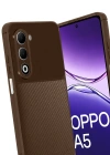 Newface Oppo A5 4G Auto Focus Karbon Kapak - Kahverengi