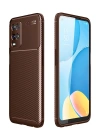 Newface Oppo A54 4G Kılıf Auto Focus Karbon Kapak - Kahverengi