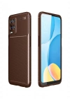 Newface Oppo A54 4G Kılıf Auto Focus Karbon Kapak - Kahverengi