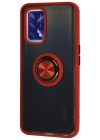 Newface Oppo A74 4G Kılıf Montreal Yüzüklü Silikon Kapak - Kırmızı