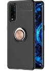 Newface Oppo Find X2 Kılıf Range Yüzüklü Silikon - Siyah-Gold