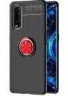 Newface Oppo Find X2 Kılıf Range Yüzüklü Silikon - Siyah-Kırmızı