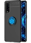 Newface Oppo Find X2 Kılıf Range Yüzüklü Silikon - Siyah-Mavi