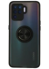Newface Oppo Reno 5 Lite Kılıf Montreal Yüzüklü Silikon Kapak - Siyah