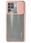 Newface Oppo Reno 5 Lite Kılıf Palm Buzlu Kamera Sürgülü Silikon - Pembe