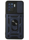 Newface Oppo Reno 5 Lite Kılıf Pars Lens Yüzüklü Silikon - Lacivert