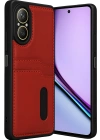 Newface Realme 12 Lite Kılıf Sara Kartvizitli Deri Kılıf - Kırmızı