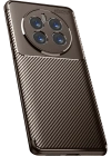 Newface Realme 12 Pro Plus Kılıf Auto Focus Karbon Kapak - Kahverengi