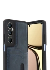 Newface Realme C65 Sara Kartvizitli Deri Kılıf - Lacivert