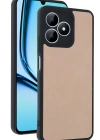 Newface Realme Note 50 4G Kılıf Aras Deri Kapak - Pudra