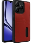 Newface Realme Note 50 4G Kılıf Sara Kartvizitli Deri Kılıf - Kırmızı