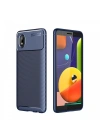 Newface Samsung Galaxy A01 Core Kılıf Auto Focus Karbon Kapak - Lacivert
