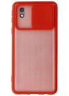 Newface Samsung Galaxy A01 Core Kılıf Palm Buzlu Kamera Sürgülü Silikon - Kırmızı