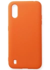Newface Samsung Galaxy A01 Kılıf Nano içi Kadife Silikon - Turuncu