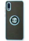Newface Samsung Galaxy A02 Kılıf Montreal Yüzüklü Silikon Kapak - Buz Mavi