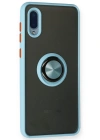 Newface Samsung Galaxy A02 Kılıf Montreal Yüzüklü Silikon Kapak - Buz Mavi