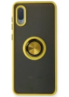 Newface Samsung Galaxy A02 Kılıf Montreal Yüzüklü Silikon Kapak - Sarı