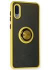 Newface Samsung Galaxy A02 Kılıf Montreal Yüzüklü Silikon Kapak - Sarı