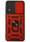 Newface Samsung Galaxy A02 Kılıf Pars Lens Yüzüklü Silikon - Kırmızı