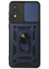 Newface Samsung Galaxy A02 Kılıf Pars Lens Yüzüklü Silikon - Lacivert