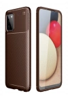 Newface Samsung Galaxy A02S Kılıf Auto Focus Karbon Kapak - Kahverengi