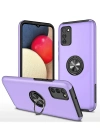 Newface Samsung Galaxy A02S Kılıf Elit Yüzüklü Kapak - Mor