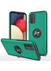 Newface Samsung Galaxy A02S Kılıf Elit Yüzüklü Kapak - Yeşil