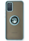 Newface Samsung Galaxy A02S Kılıf Montreal Yüzüklü Silikon Kapak - Buz Mavi