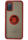 Newface Samsung Galaxy A02S Kılıf Montreal Yüzüklü Silikon Kapak - Kırmızı