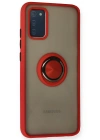 Newface Samsung Galaxy A02S Kılıf Montreal Yüzüklü Silikon Kapak - Kırmızı