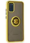 Newface Samsung Galaxy A02S Kılıf Montreal Yüzüklü Silikon Kapak - Sarı