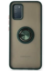 Newface Samsung Galaxy A02S Kılıf Montreal Yüzüklü Silikon Kapak - Yeşil