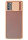 Newface Samsung Galaxy A02S Kılıf Palm Buzlu Kamera Sürgülü Silikon - Pembe