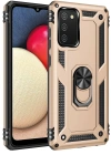 Newface Samsung Galaxy A02S Kılıf Sofya Yüzüklü Silikon Kapak - Gold