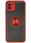 Newface Samsung Galaxy A03 Kılıf Montreal Yüzüklü Silikon Kapak - Kırmızı