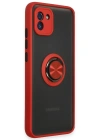 Newface Samsung Galaxy A03 Kılıf Montreal Yüzüklü Silikon Kapak - Kırmızı