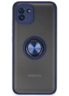 Newface Samsung Galaxy A03 Kılıf Montreal Yüzüklü Silikon Kapak - Lacivert
