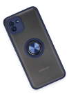 Newface Samsung Galaxy A03 Kılıf Montreal Yüzüklü Silikon Kapak - Lacivert