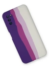 Newface Samsung Galaxy A03S Kılıf Ebruli Lansman Silikon - Mor-Beyaz