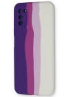Newface Samsung Galaxy A03S Kılıf Ebruli Lansman Silikon - Mor-Beyaz