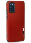 Newface Samsung Galaxy A03S Kılıf Loop Deri Silikon - Kırmızı