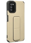Newface Samsung Galaxy A03S Kılıf Mega Standlı Silikon - Gold